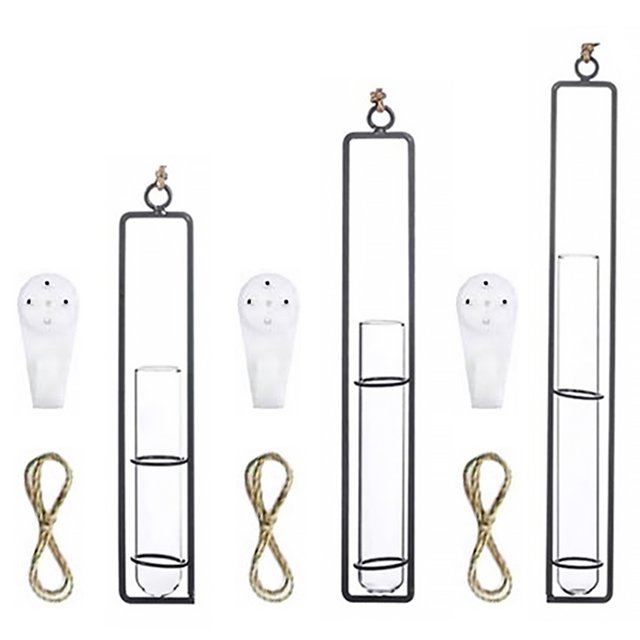 3 Kits Wall Hanging Plants Glass Vases Test Tube Flower Vases Home