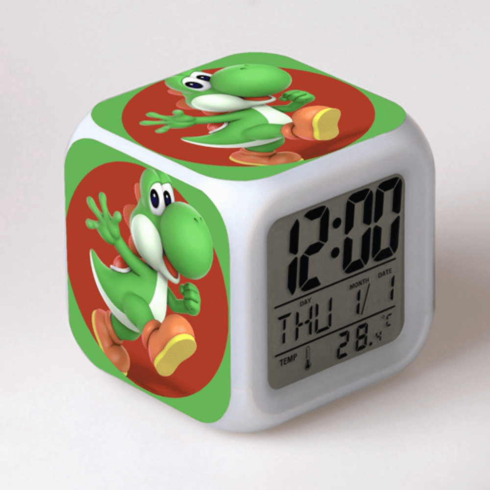 3＂LED Alarm Clock Cartoon Super Mario Pattern Desk Table Glowing ...
