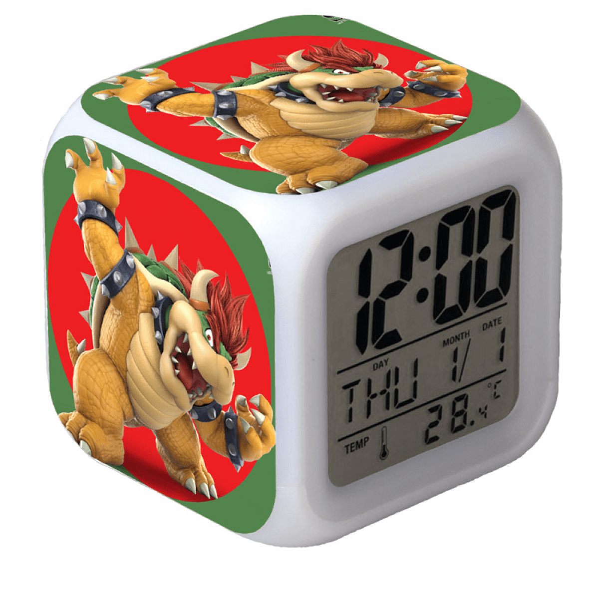 3LED Alarm Clock Super Mario Pattern Desk Table Glowing Electronic Colorful Digital Clock for Girl Boy Kids Children Bedroom Toy Birthday Present Gift