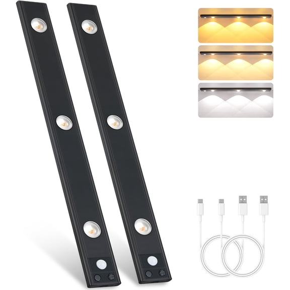 3 LED Under Cabinet Light, Under Counter Dimmable Lighting with Motion Sensor, USB Rechargeable Motion Sensor Light, 's Eye Hill Corrugated Effect, for Display Cabinet, , Cabinet