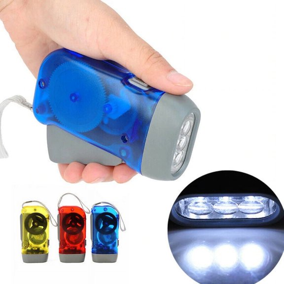 3 LED Dynamo Wind Up Flashlight Hand-pressing Crank NR No Battery Torch Camping Lamp Light for Outdoor HomeRandom 1PCS)