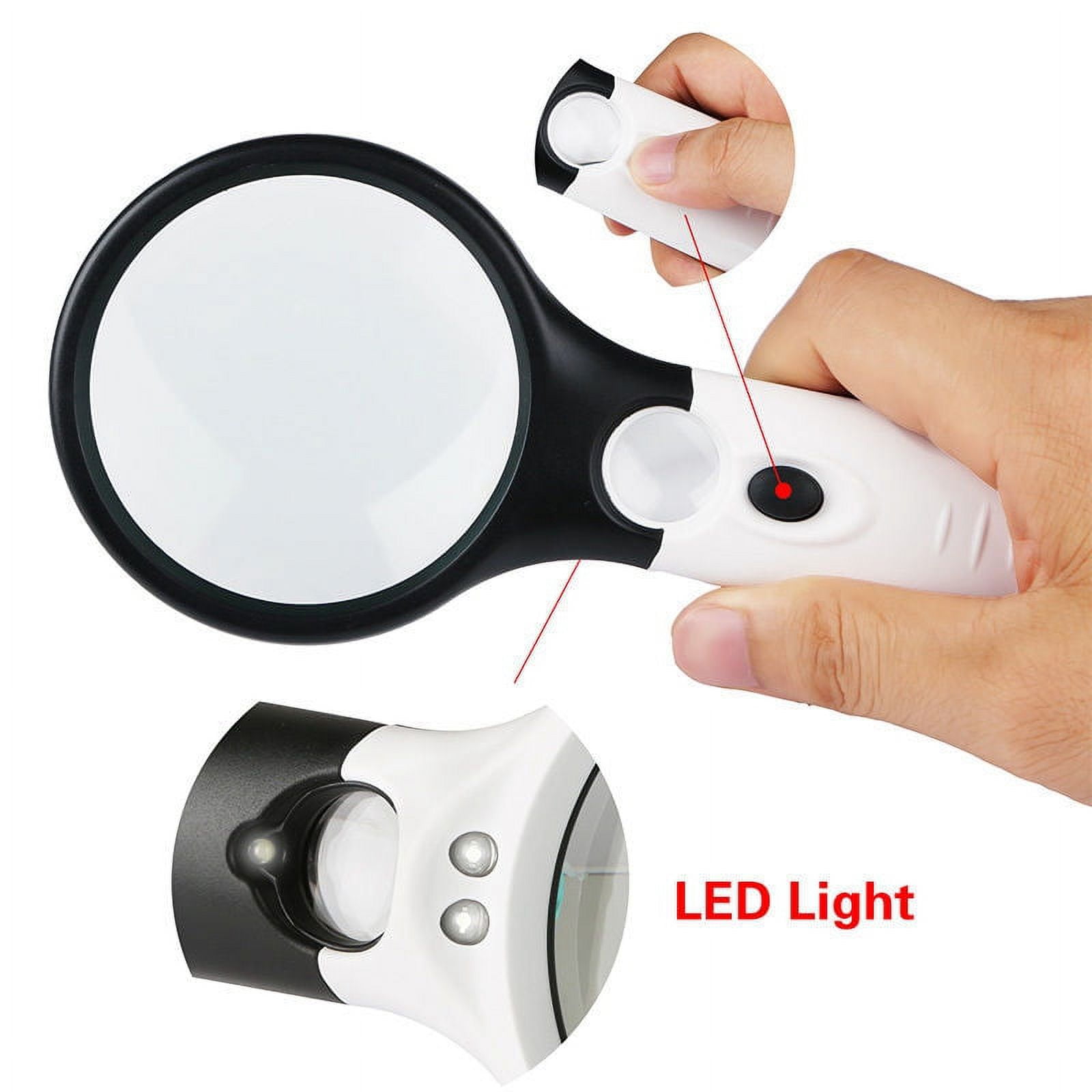 3 LED Light 45X Handheld Reading Magnifying Glass Lens Jewelry Loupe