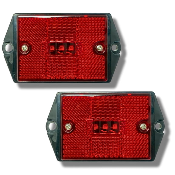3-LED Marker Light Reflectorized Lens Surface Mount 2-4/5" Rectangular Red, 2