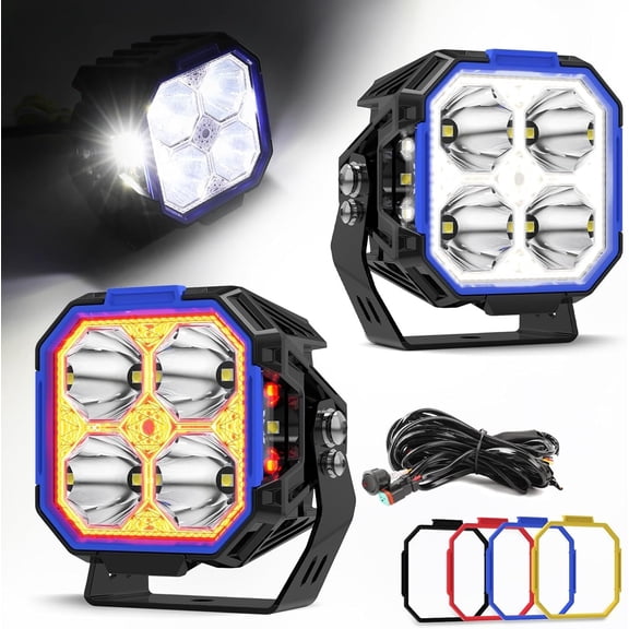 3" LED Pod Lights Side Shooter Offroad Ditch Driving W/Amber DRL for ATV SUV UTV