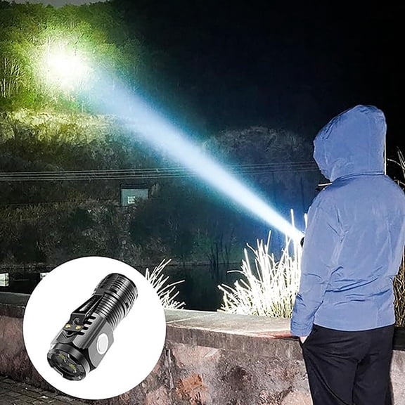 3-LED Rechargeable Flashlight Eye Lens Super Bright Pocket Torch 5-Mode USB-C Heavy Duty Flashlight for Outdoor Camping, Hiking, Daily Use