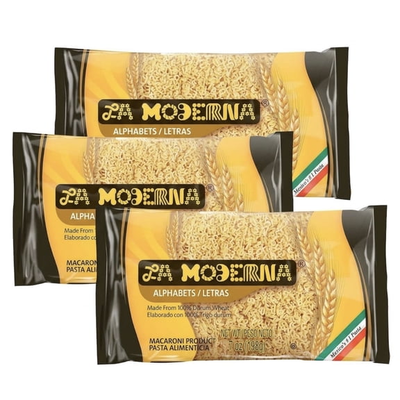 3 - La Moderna Alphabet Pasta 7 oz (Pack of 3)