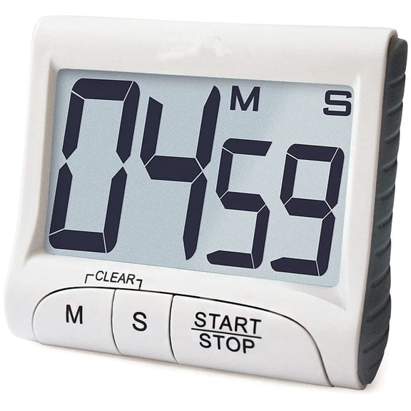 3" Large Display Kitchen Timer - Digital Timer Magnetic Back Loud Alarm On A Rope- White Cooking Timers For Kitchen Teachers Students Games Kids Meetings- Sports Timers For Workouts Exercise