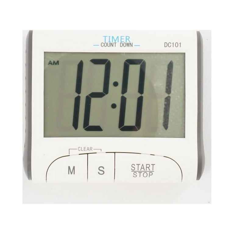 1 min simple white digital clock countdown timer with ending bell