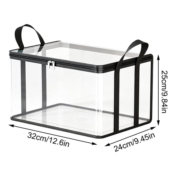 3 Large Heavy-Duty Thick Plastic Clear Storage Bag for Clothes, Moving & Storage, Stackable Foldable Moving Bags with Lids Handles Zipper, Moving Boxes Storage Totes for Home Camping Travel,Black