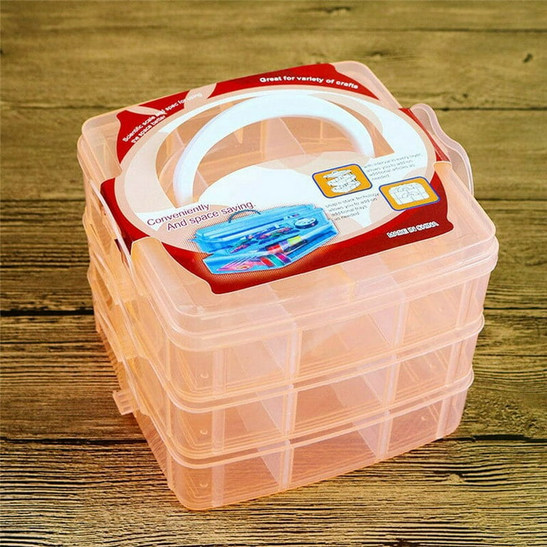 3 Layer 18 Grid Plastic Transparent Jewelry Beads Organizer Container  Removable Dividers Storage Box