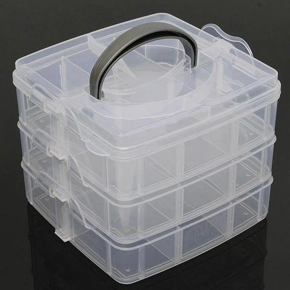 3-Layer 18 Layer Plastic Storage Box office supplies, 1 Plastic Storage Box Office&Craft&Stationery, Clear
