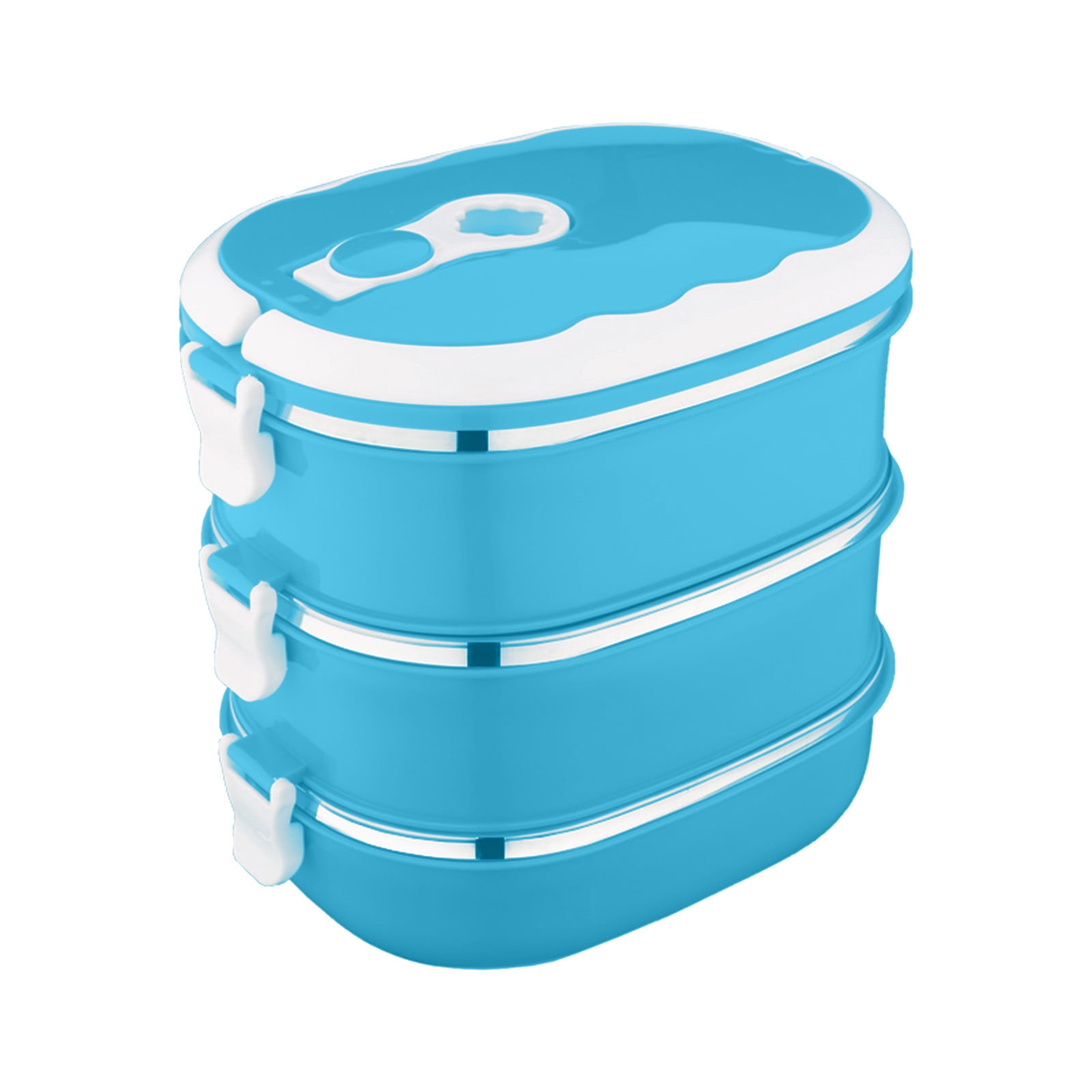 3-Layer 2700ml Rectangular Stainless Steel Lunch Box, Food Storage Container for Hot Food, Portable Thermal Bento Box with Multiple Compartments, Leakproof Reusable