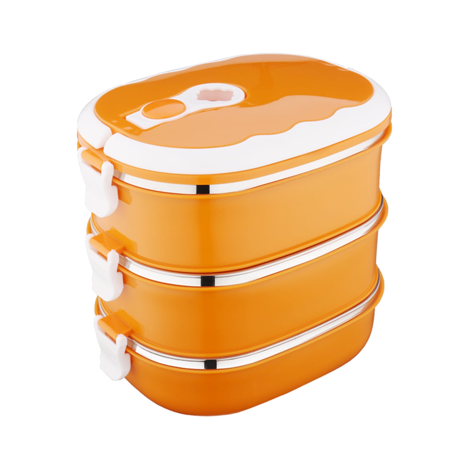 3-Layer 2700ml Rectangular Stainless Steel Lunch Box, Food Storage Container for Hot Food, Portable Thermal Bento Box with Multiple Compartments, Leakproof Reusable