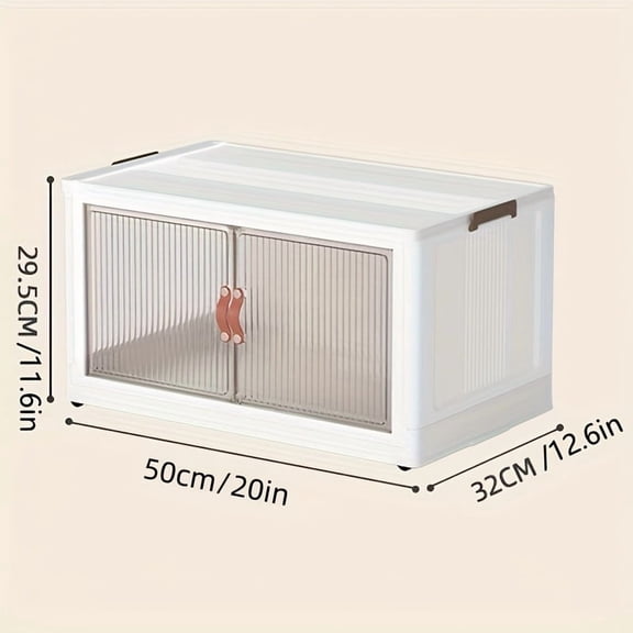 3-Layer 50cm/19.68in Foldable Storage Box with Wheels & Door - Lidded Large Capacity Organizer Bin for Bedroom Kitchen Living Room Storage Cabinet