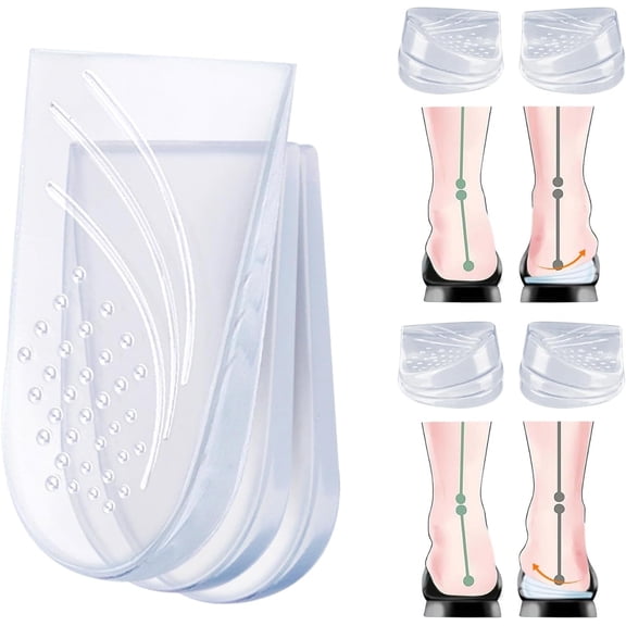 3-Layer Adjustable Heel Wedge Cushions – Silicone Heel Insoles for Foot Alignment, Knee Pain Relief, Correct Overpronation & Supination