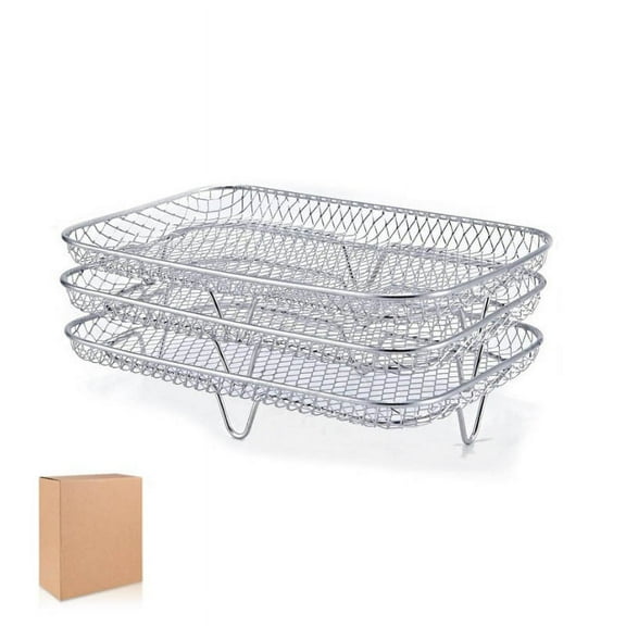 3-Layer Air Fryer Rack Set , 304 Stainless Steel Mesh Baskets. Versatile Use for Air Fryer, Steamer, Oven, Dishwasher Safe