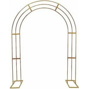 3-Layer Arch-Shaped Rack, Metal Wedding Garden Arch Trellis, 8.53Ft Heavy Duty Backdrop Balloon Archway Decoration Stand, , Flower Frame Use for Indoor & Outdoor Decoration (Gold)