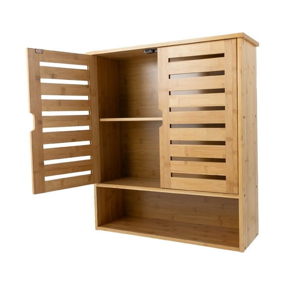 3-Layer Bamboo Storage Cabinet - Indoor Wall Mounted Shelf Organizer with Modern Design for Bathroom, Kitchen, Living Room - Space-Saving Home Decor & Storage Rack Log Color