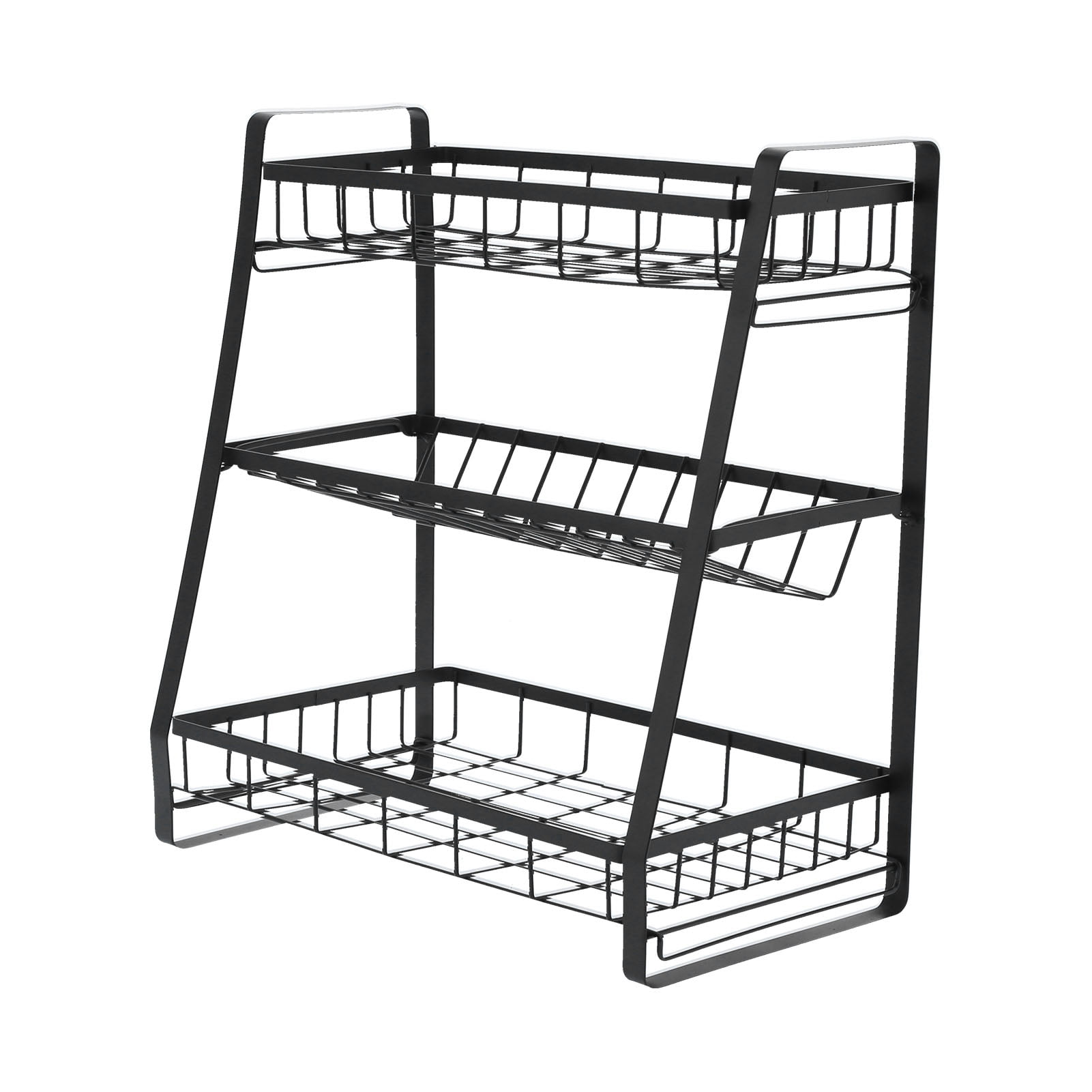 3‑Layer Black Kitchen Storage Shelf Multifunctional Adjustable Kitchen ...