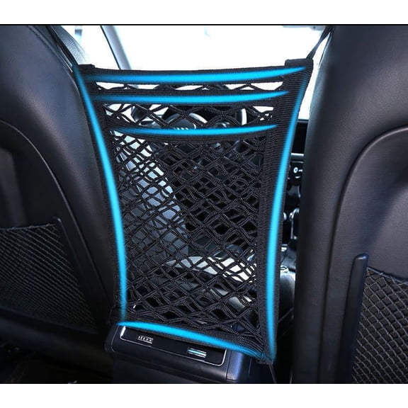 3-Layer Car Mesh Organizer Between Seats for Extra Storage, Auto Seat Back Net, Black