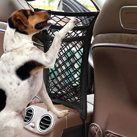 3-Layer Car Mesh Organizer, Seat Back Net Bag, Barrier of Backseat Pet Kids, Cargo Tissue Purse Holder, Driver Storage Netting PouchUpgrade Stretch Length