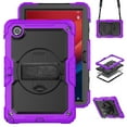thumbnail image 1 of 3 Layer Case for Lenovo Tab M11 11" 2024, for Kids Heavy Duty Protective Case with Screen Protector & Stylus Holder & 360 Rotating Stand Hand/Shoulder Strap for Lenovo Tab M11, Purple, 1 of 9