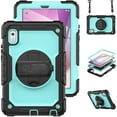 thumbnail image 1 of 3 Layer Case for Lenovo Tab M9 9.0" 2023, for Kids Heavy Duty Protective Case with Screen Protector & Stylus Holder & 360 Rotating Stand Hand/Shoulder Strap for Lenovo Tab M9, Mint+Black, 1 of 10