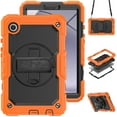 thumbnail image 1 of 3 Layer Case for Samsung Galaxy Tab A9+ 11.0" 2023 SM-X210 / X215 / X216, for Kids Heavy Duty Protective Case with Screen Protector & Pen Holder & 360 Rotating Stand Hand/Shoulder Strap, Orange, 1 of 10