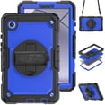 thumbnail image 1 of 3 Layer Case for Samsung Galaxy Tab A9 8.7" 2023 SM-X110 / SM-X115, for Kids Heavy Duty Protective Case with Screen Protector & Stylus Holder & 360 Rotating Stand Hand/Shoulder Strap, Blue+Black, 1 of 10