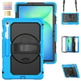 thumbnail image 1 of 3 Layer Case for Samsung Galaxy Tab S10 FE Plus 13.1" 2025, for Kids Heavy Duty Protective Case with Screen Protector & Stylus Holder & 360 Rotating Stand Hand/Shoulder Strap, Lightblue, 1 of 8