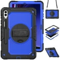 thumbnail image 1 of 3 Layer Case for Samsung Galaxy Tab S9 Ultra 2023/S8 Ultra 2022 14.6", for Kids Heavy Duty Protective Case with Screen Protector & Stylus Holder & 360 Rotating Stand Hand/Shoulder Strap, Blue+Black, 1 of 10