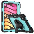 thumbnail image 1 of 3 Layer Case for iPad Pro 10.5 2017/Air 3 2019, for Kids Heavy Duty Protective Case with Screen Protector & Stylus Holder & 360 Rotating Stand and Hand/Shoulder Strap Cover, Mint+Black, 1 of 10