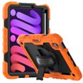 thumbnail image 1 of 3 Layer Case for iPad mini 6th Gen 8.3" 2021, for Kids Heavy Duty Protective Case with Screen Protector & Stylus Holder & 360 Rotating Stand and Hand/Shoulder Strap Cover for iPad mini 6, Orange, 1 of 10