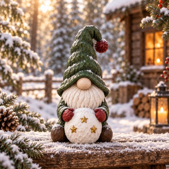 3 Layer Christmas Gnome Wooden Block Decor, Snowball Builder Tabletop Display for Holiday Gift Giving