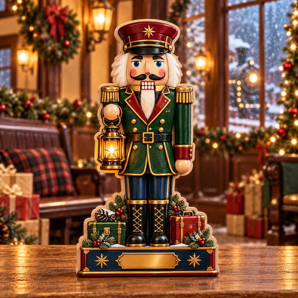 3 Layer Christmas Train Wooden Tabletop Decor, Nutcracker Station ...
