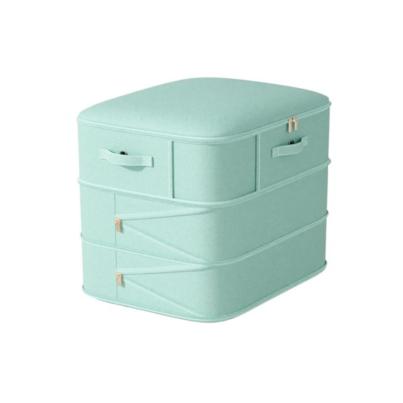 3-Layer Compression Storage Bag for Clothes, 21.2 x 16.5 x 23.6in Large Capacity Quilt Organizer, Foldable Space Saving Bag, Heavy Duty Tote Turquoise