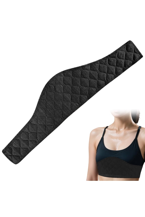3 Layer Cotton Boob Bra Towel Reusable Underboob Sweat Absorber Sling Bra Liner for Women White Workout Essential （Black 1PC）