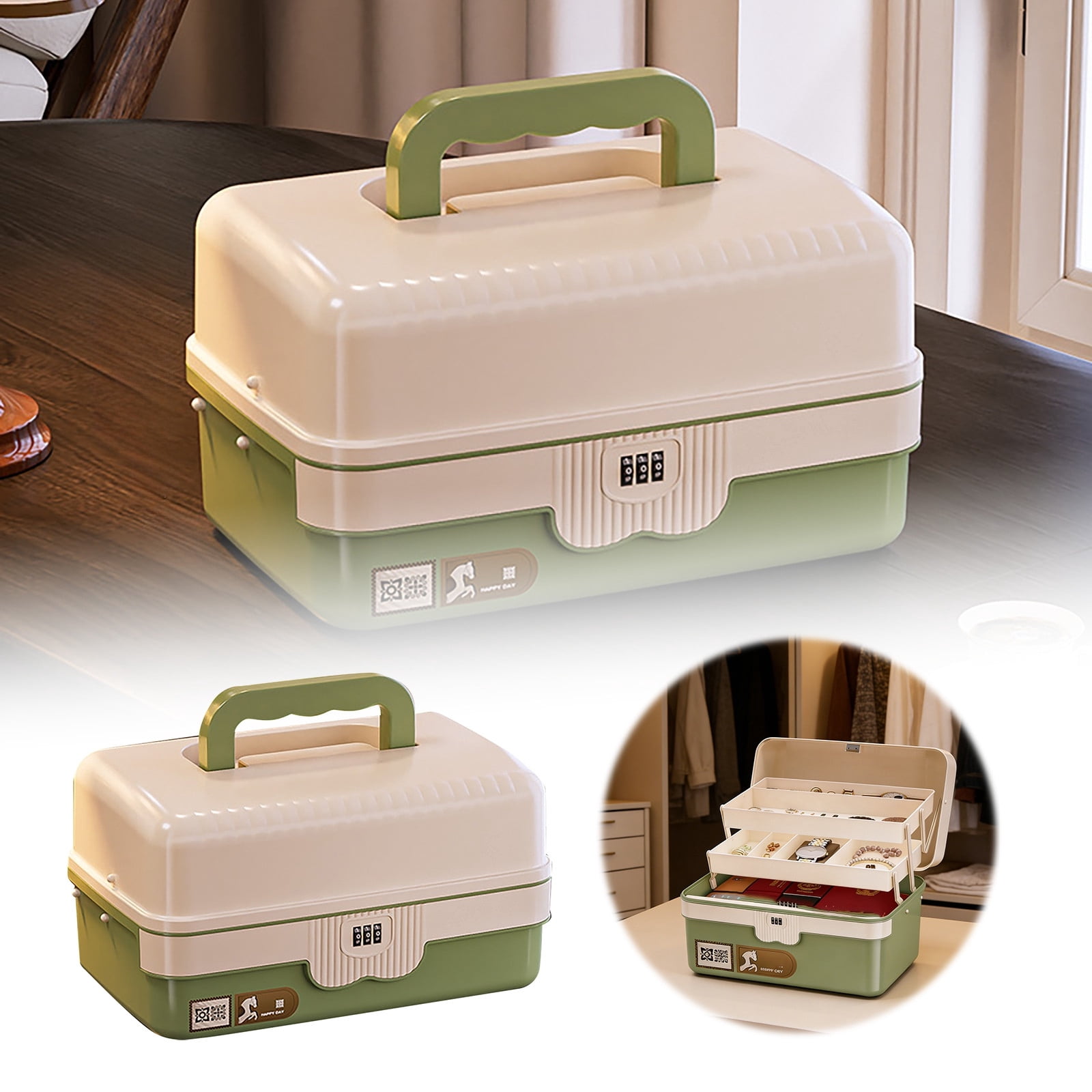 3 Layer Craft Lock Organizers And Storage Portable Folding Tackle With Handle & Dividers Multipurpose For Sewing Storage for Closet Bedroom Closet Organization And Storage Cloth for Storage