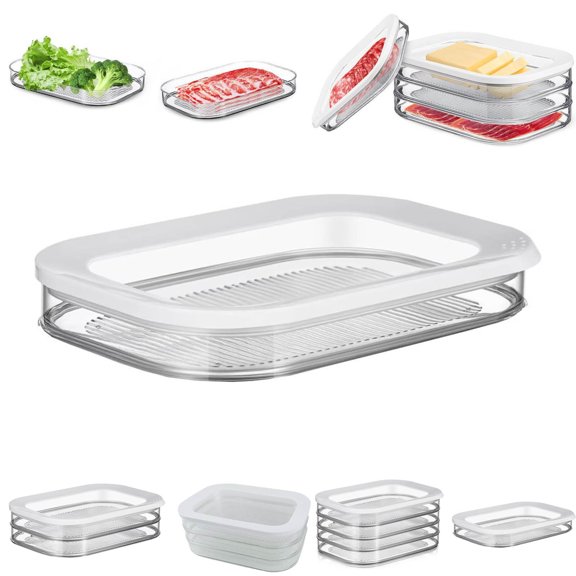3-Layer Deli Meat Container for Fridge, Multi Layer Deli Meat Container,Airtight Food Storage Containers with Lids,Airtight and Transparent for Freshness(1st Floor)