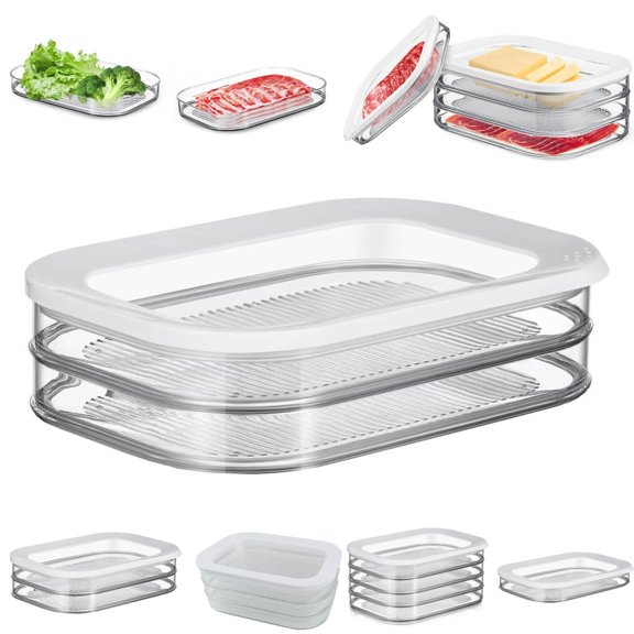 3-Layer Deli Meat Container for Fridge, Multi Layer Deli Meat Container,Airtight Food Storage Containers with Lids,Airtight and Transparent for Freshness(2st Floor)
