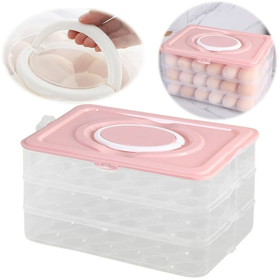 3 Layer Deviled Egg Carrier with Lid, Clear Deviled Egg Platter With Handle for 72 Eggs, Egg Holder for Fridge with Handle, Stackable Egg Tray, Portable Tray Platter for Party & Picnics