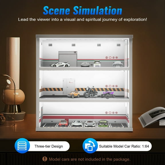 3-Layer Diecast Model Car Display Case &LED Light For 1:64 Model Display Cabinet