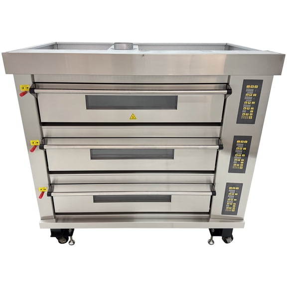 3 Layer Electric Pizza Oven Movable Heating Baking Oven 220V 3 Phase 41-752F for Restaurant/Pizza Shops/Bakery