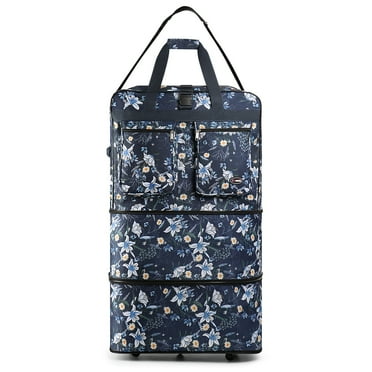 3 Layer Expandable Foldable Luggage Bag with Universal Wheels & Removable Shoulder Strap,Collapsible Rolling Duffel Travel Bag for Trip Moving Storage Study Abroad,30 Inch