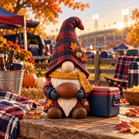 3 Layer Fall Wooden Decor Football Tailgate Gnome Tabletop Accent for Sports Fans