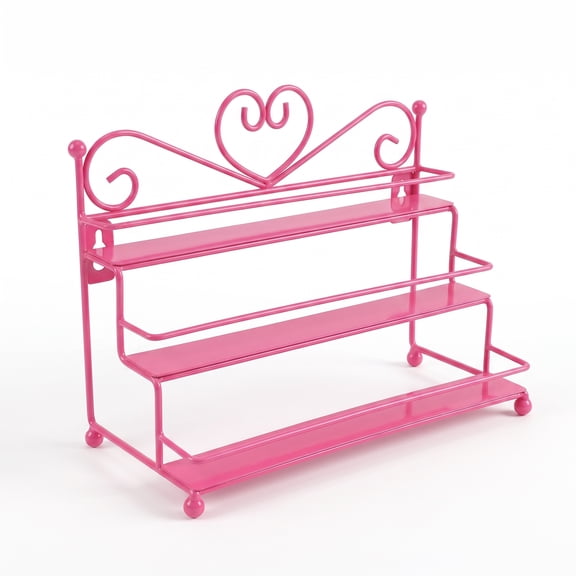 Aemutady 3 Layer Heart Nail Polish Rack, Cosmetic Display Stand Holder Organizer for Home Vanity or Salon, Pink, 10.2in x 4.9in x 5.9in