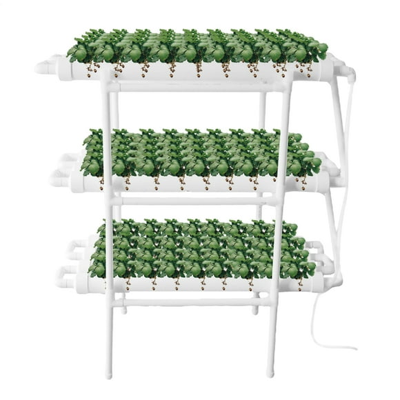 3-Layer Hydroponic Grow Kit with 108 Plant Sites, Durable PVC-U Pipes and Nest Baskets, User-Friendly System for Homegrown Lettuce, Spinach, and Culinary Herbs
