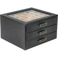 thumbnail image 1 of 3 Layer Jewelry Organizer Box with Glass Lids & 3 Drawers - Elegant Storage Solution for Necklace, Rings，Earrings, and Bracelets - Perfect for Women ASK-301 (Black), 1 of 15
