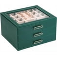 thumbnail image 1 of 3 Layer Jewelry Organizer Box with Glass Lids & 3 Drawers - Elegant Storage Solution for Necklace, Rings，Earrings, and Bracelets - Perfect for Women ASK-301 (Green), 1 of 15
