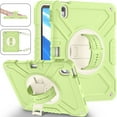 thumbnail image 1 of 3-Layer Kids Case for iPad Air 11 Inch 2024, Durable Sturdy Protection Silicone PC Case with Swivel Stand, Hand Strap and Shoulder Strap + Pencil Holder with Charging Port Lid - Greenwhite, 1 of 13